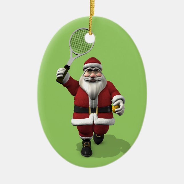 Jultomten Tennis Player Julgransprydnad Keramik (Framsidan)