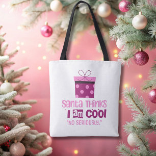 Jultomten Thinks.. Rosa och Burgundy Tote Tygkasse