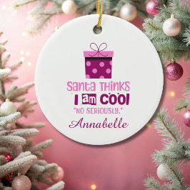 Jultomten Thinks.. Rosa-skrift Ornament