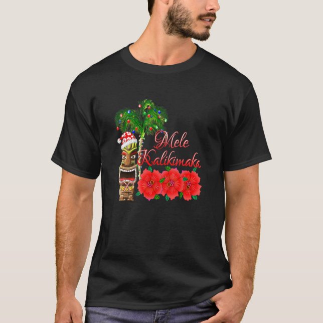 Jultomten Tiki Mele Kalikimaka jul på Hawa T Shirt (Framsida)