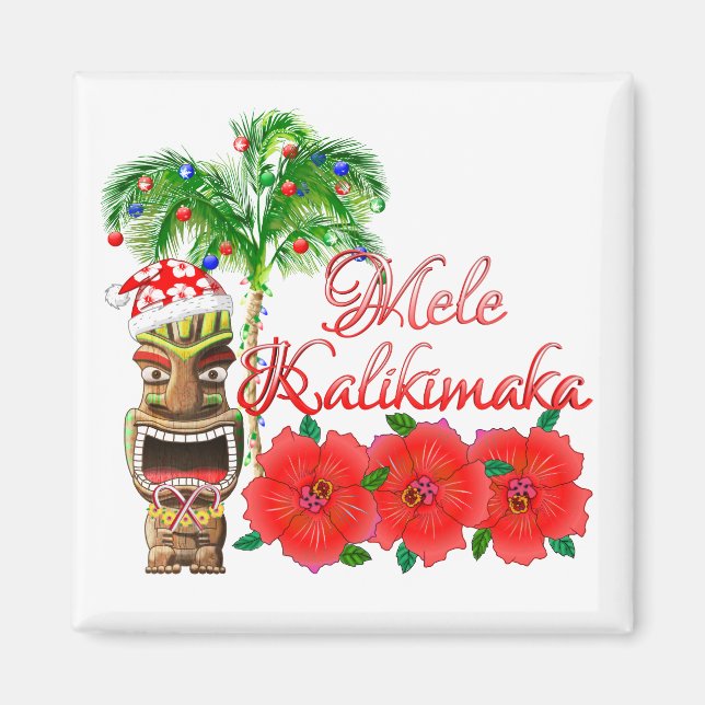 Jultomten Tiki Mele Kalikimaka Magnet (Framsidan)