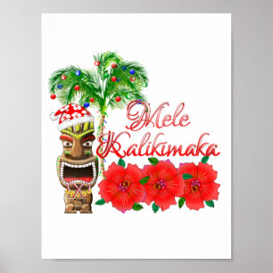 Jultomten Tiki Mele Kalikimaka Poster