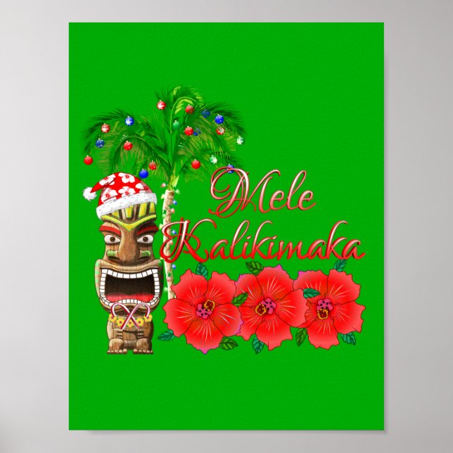 Jultomten Tiki Mele Kalikimaka Poster (Framsidan)