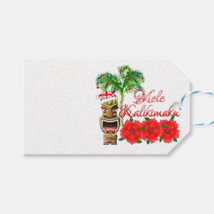 Jultomten Tiki Mele Kalikimaka Presentetikett