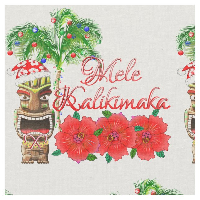 Jultomten Tiki Mele Kalikimaka Tyg (Närbild)