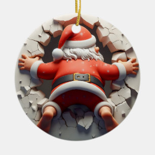 Jultomten Tittar i Santa Cam Julgransprydnad Keramik