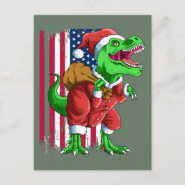 Jultomten TRex Tyrannosaurus Julafton, Grönt Helg Vykort