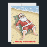 Jultomten Tropical Beach God jul Julkort<br><div class="desc">Ge dina kära lite julvarmt med det här roliga vykortet! I illustrationen visas att Jultomten i sol badar på stranden under handflatan träd, i stället för det traditionella slättet och snö. Detta är ett val av perfekt för de människor som kärlek har en ovanlig syn på jultraditioner och uppskattar lite...</div>