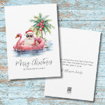 Jultomten Tropical Beach-jul Julkort<br><div class="desc">Gå in i helgdag med det här unika julkortet som innehåller ett avslappnat Jultomten i solglasögon i en rosa flamingo floaty i havet. Perfekten för att skicka beachy helgdag, detta kort är idealiskt för alla som bor i tropiska ställe som Florida, Hawaii eller Bahamas, eller för dem som bara tittar...</div>