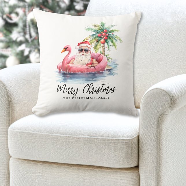 Jultomten Tropical Beach-jul Kudde (Santa Claus Tropical Beach Christmas Throw Pillow)