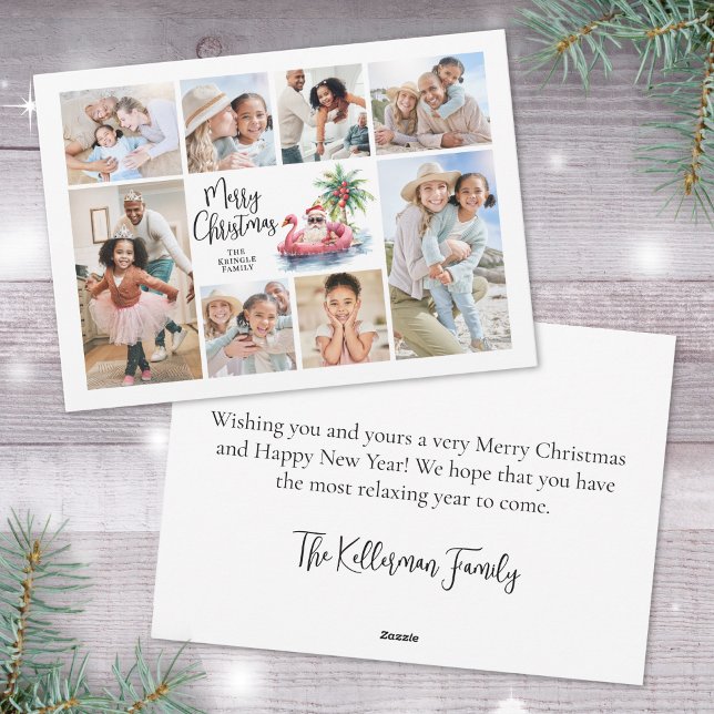 Jultomten Tropical Photo Beach-jul Julkort (Santa Claus Tropical Photo Beach Christmas Holiday Card )