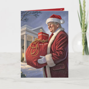 Jultomten-trump med gift-flagga kort
