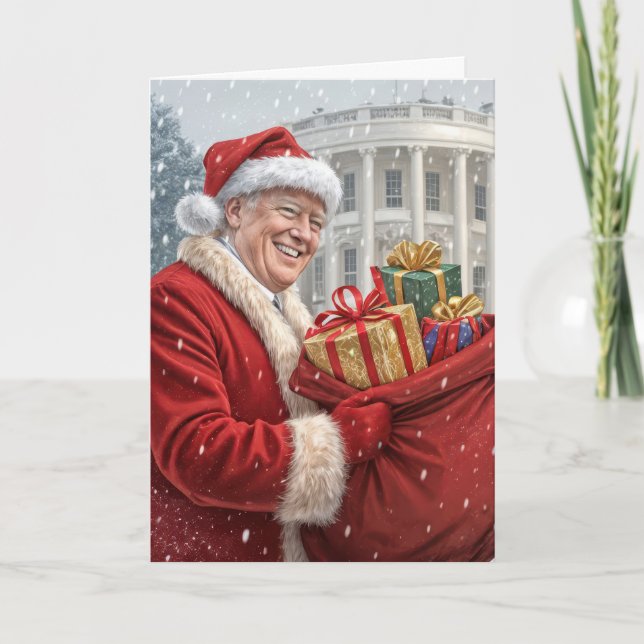 Jultomten-trump med gift-flagga kort (Framsida)
