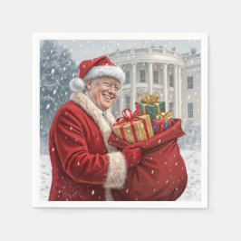 Jultomten-trump med gift-flagga pappersservett