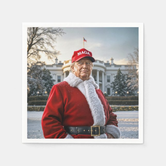 Jultomten-trump med MAGA-Hat Pappersservett (Framsidan)