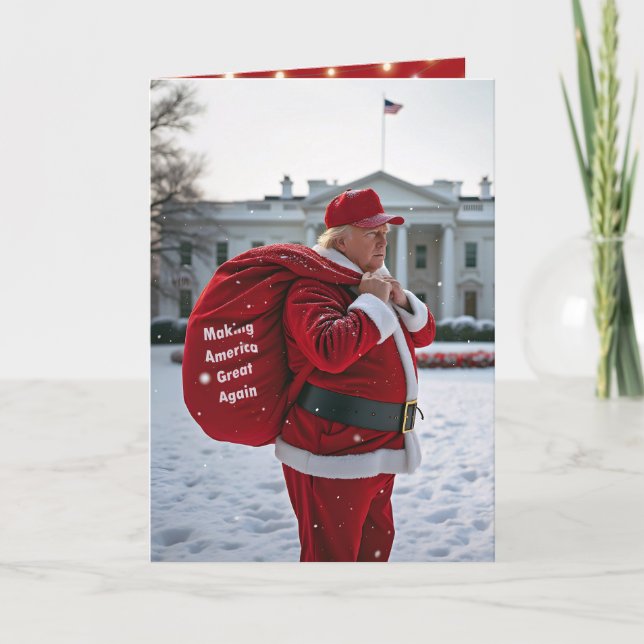 Jultomten-trump med rött gift-säck kort (Framsida)