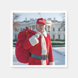 Jultomten-trump med rött gift-säck pappersservett