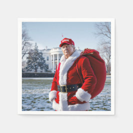 Jultomten-trump med rött sack pappersservett