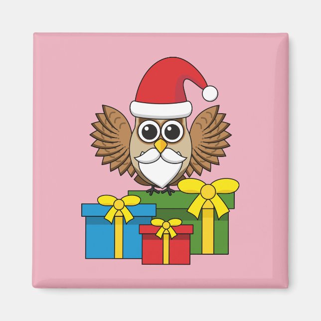 Jultomten Uggla med Presenter Magnet (Framsidan)