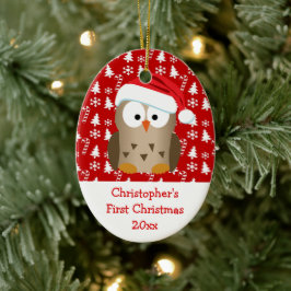 Jultomten Uggla Personlig Kids/Baby/First Julgransprydnad Keramik