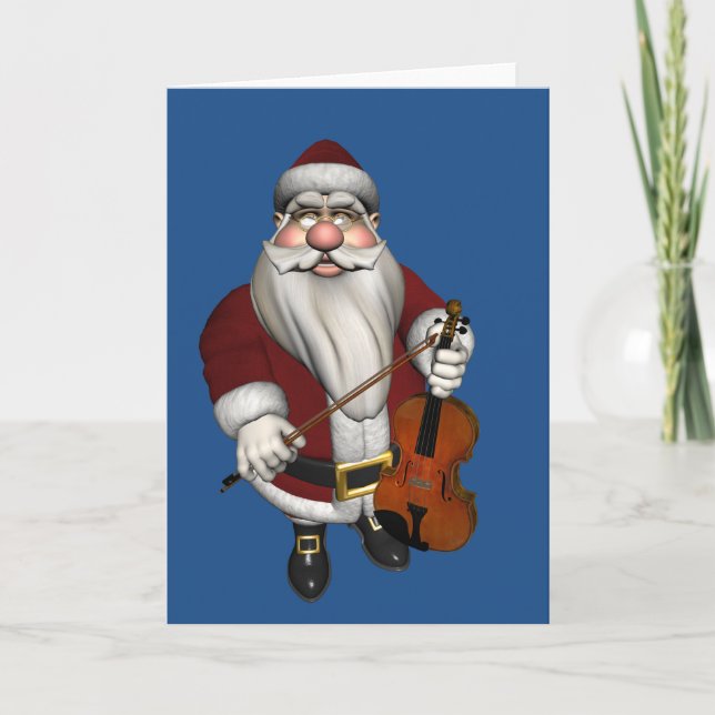 Jultomten Underbar Violinist Helgkort (Framsida)