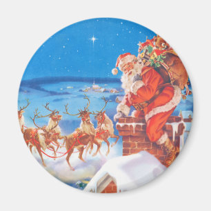 Jultomten upp på rooftopen på julafton magnet