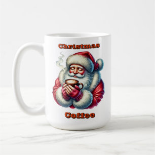 Jultomten Uppmuntra en Mysigt dryck på en vinterda Kaffemugg