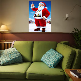 Jultomten utanför snö | AI Art Poster