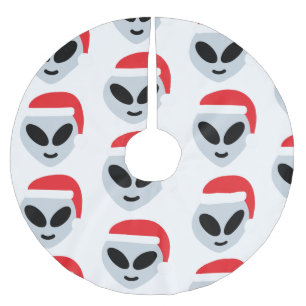 jultomten utomjordiska emoji träd skirt julgransmatta borstad polyester