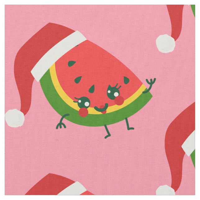 jultomten vattenmelon rosa christmas tyg (Närbild)