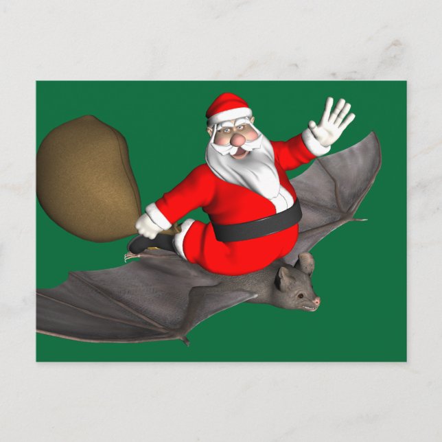 Jultomten vid flygning Fladdermus Helg Vykort (Framsida)