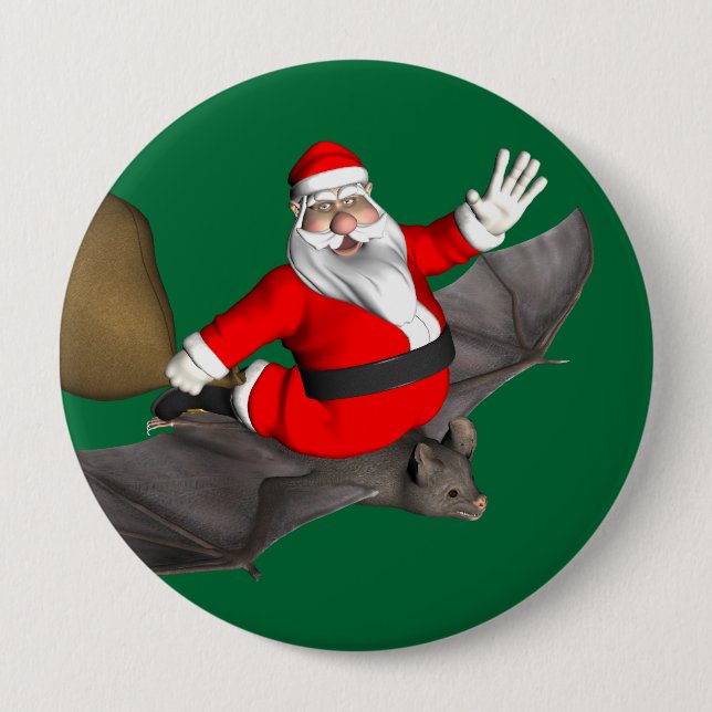 Jultomten vid flygning Fladdermus Knapp (Framsida)