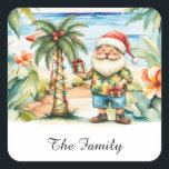 JULTOMTEN vid Hawaii Beach till jul Fyrkantigt Klistermärke<br><div class="desc">Ta med helgdagarnas magi till tropikarna med det här vackra kvadratiska klistermärket som ger Jultomten en solig dag på stranden! Avkodade Perfekter för att lägga till ett litet öcharm till helgdagskorten, gåvorna eller dekorationerna. Fira julen i paradiset med denna unika utformning som fångar alabatandan och festiveringen! Perfekt för alla som...</div>