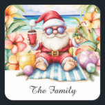 JULTOMTEN vid Hawaii Beach till jul Fyrkantigt Klistermärke<br><div class="desc">Ta med helgdagarnas magi till tropikarna med det här vackra kvadratiska klistermärket som ger Jultomten en solig dag på stranden! Avkodade Perfekter för att lägga till ett litet öcharm till helgdagskorten, gåvorna eller dekorationerna. Fira julen i paradiset med denna unika utformning som fångar alabatandan och festiveringen! Perfekt för alla som...</div>