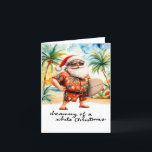 JULTOMTEN vid Hawaii Beach till jul Helgkort<br><div class="desc">Skicka varmt helgdag önskemål med en aning tropisk charm! Det här festliga hälsningskortet har Jultomten på en vacker hawaiisk strand, jultomten ger en unik fläkt till dina julhälsningar. Inuti hittar du ett muntert budskap som önskar dina kära ett God jul och ett Gott nytt år! Perfekt för vänner och familj...</div>