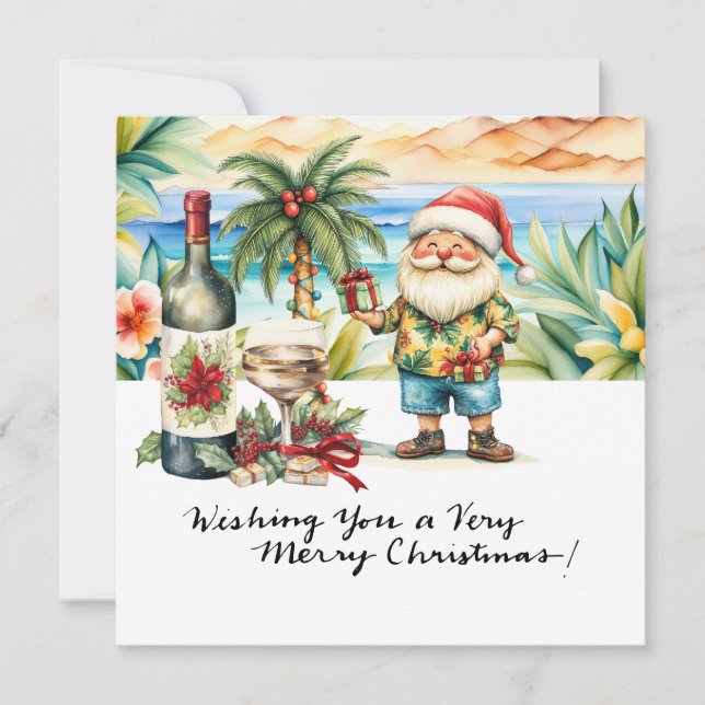 JULTOMTEN vid Hawaii Beach till jul Julkort (Framsida)
