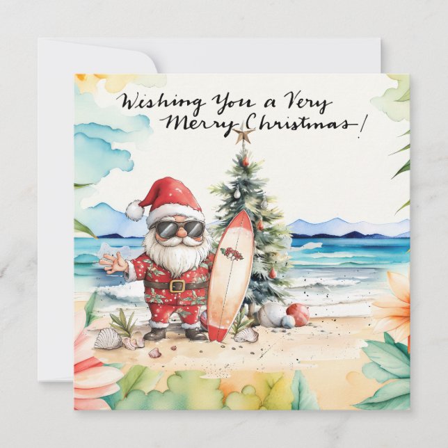 JULTOMTEN vid Hawaii Beach till jul Julkort (Framsida)