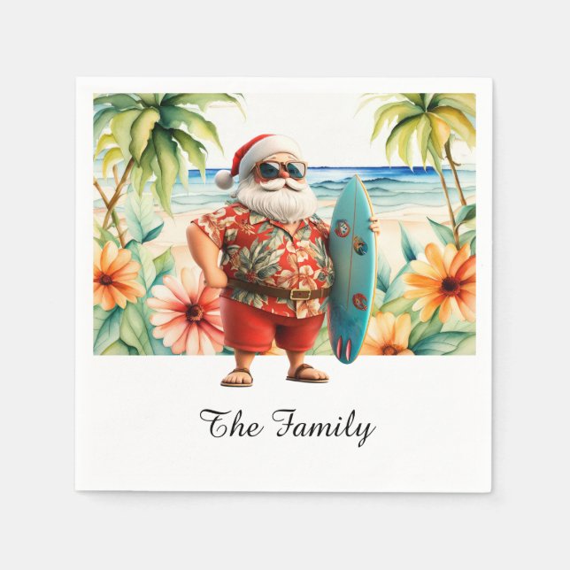 JULTOMTEN vid Hawaii Beach till jul Pappersservett (Framsidan)