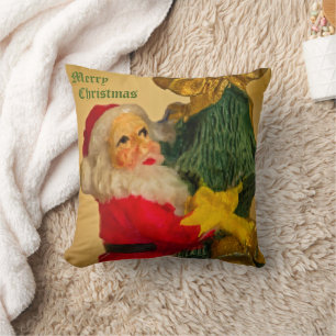 Jultomten vid Julgran-Vintagen Kudde