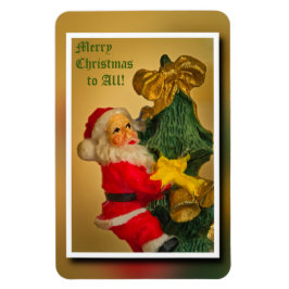 Jultomten vid Julgran-Vintagen Magnet