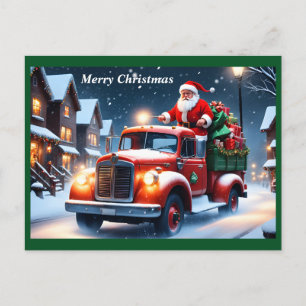 Jultomten vid lastbil helg vykort
