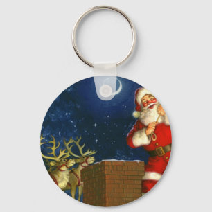 Jultomten vid tak nyckelring