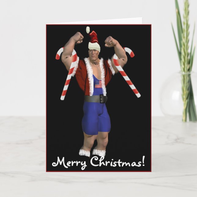 Jultomten Vightlifter God jul-kort Helgkort (Framsida)