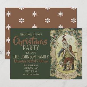 Jultomten Vintage Illustration Inbjudningar