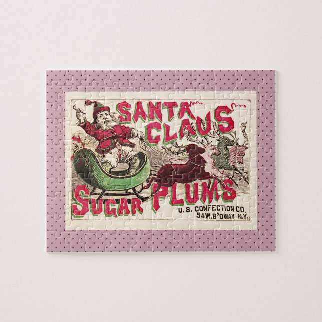 Jultomten Vintage Illustration Sleigh Pussel (Horisontell)