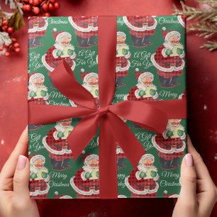 Jultomten Vintage Stil Grönt Retro-jul Presentpapper