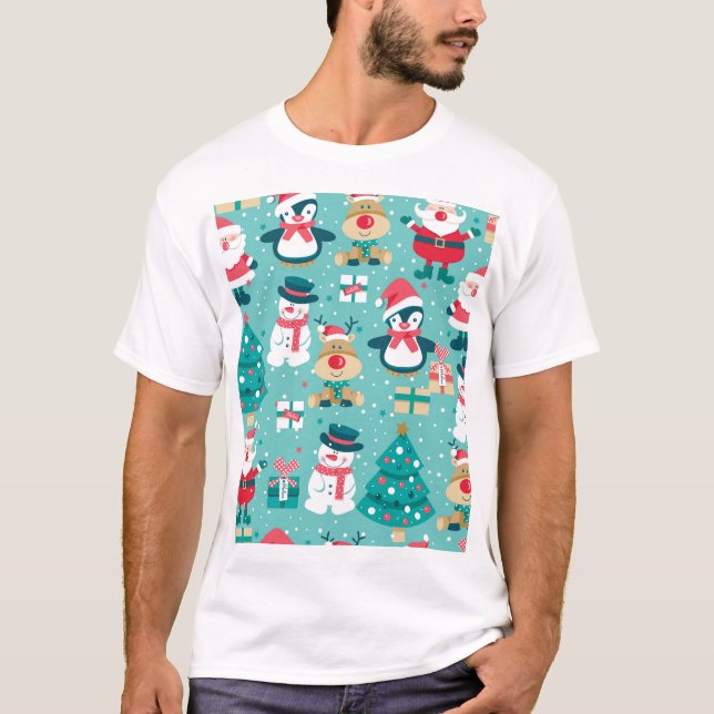 Jultomten Vintagen  Mönster T Shirt (Framsida)