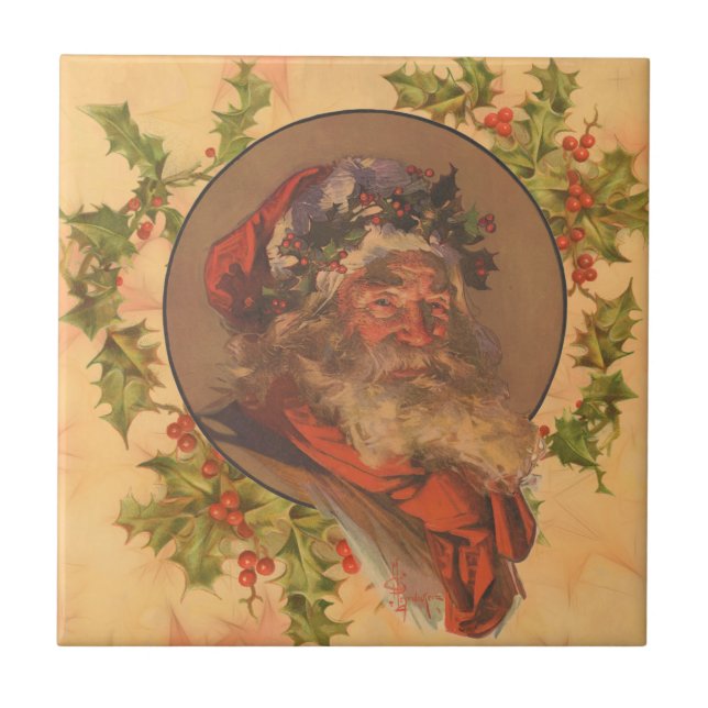 Jultomten Vintagen  Porträtt Kakelplatta (Framsidan)