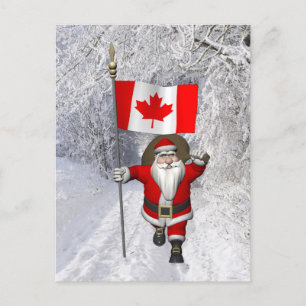 Jultomten Visiting Kanada Helg Vykort