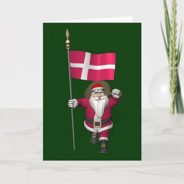 Jultomten Visits Danmark Dannebrog Helgkort (Framsida)